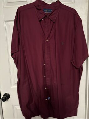 Ralph Lauren Short-Sleeve Button-Down Shirt in Burgundy